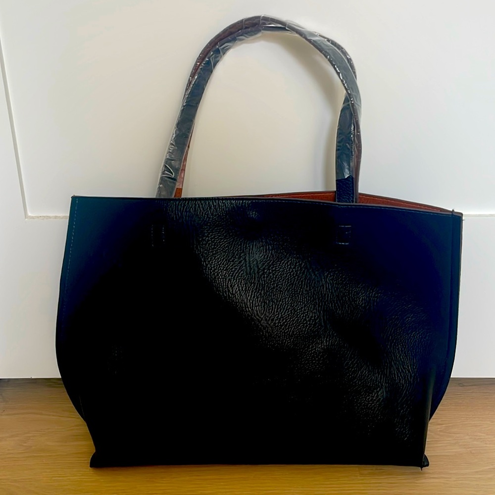 Reversible Faux Leather Tote Bag - Medium